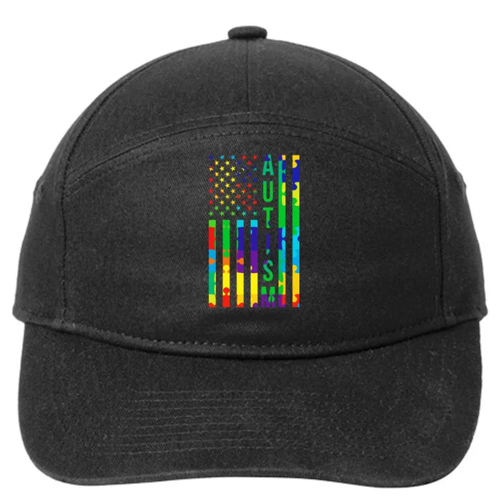 Colorful Autism Puzzle Flag 7-Panel Snapback Hat