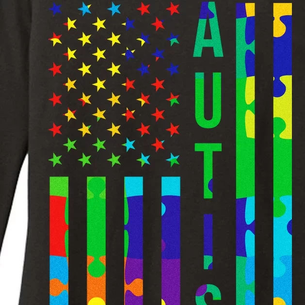 Colorful Autism Puzzle Flag Womens CVC Long Sleeve Shirt