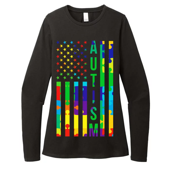 Colorful Autism Puzzle Flag Womens CVC Long Sleeve Shirt