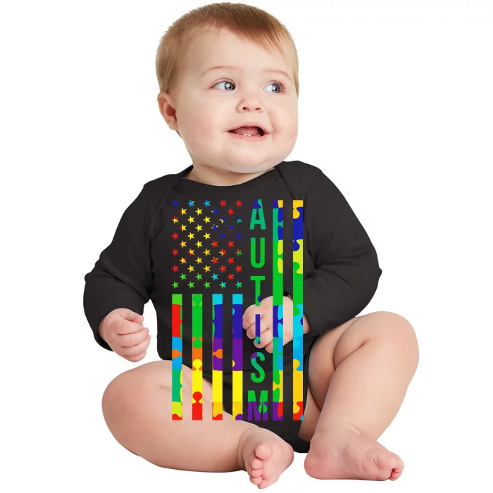 Colorful Autism Puzzle Flag Baby Long Sleeve Bodysuit