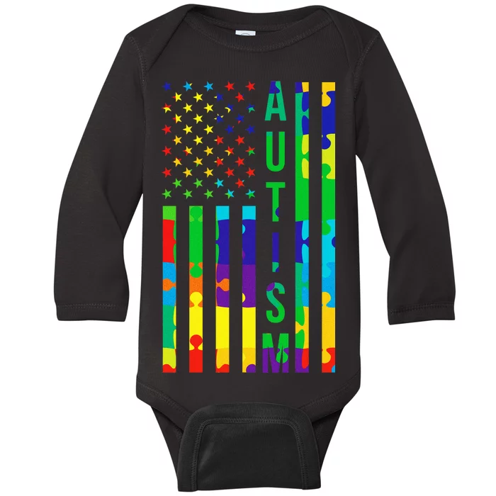 Colorful Autism Puzzle Flag Baby Long Sleeve Bodysuit