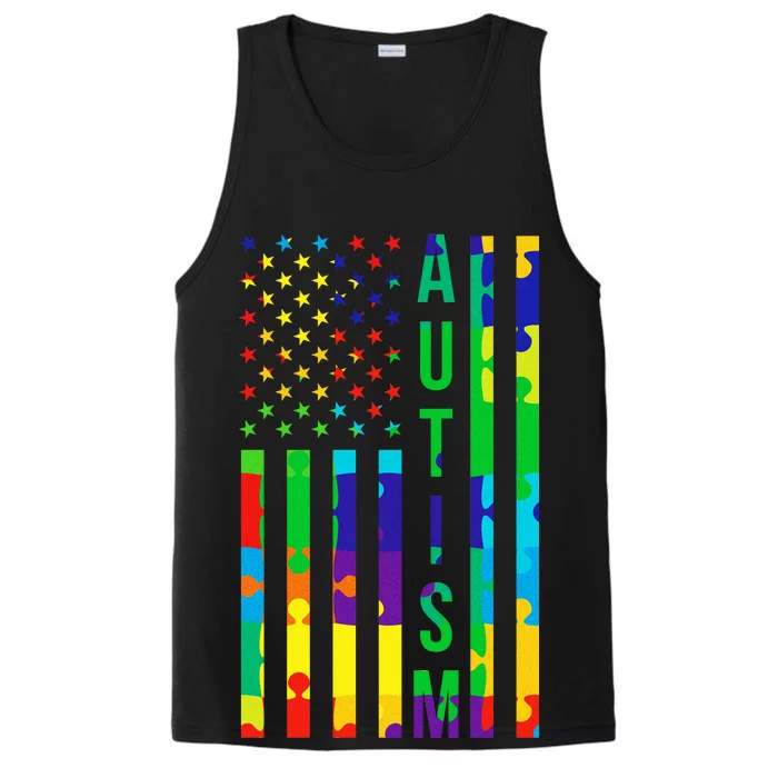 Colorful Autism Puzzle Flag Performance Tank