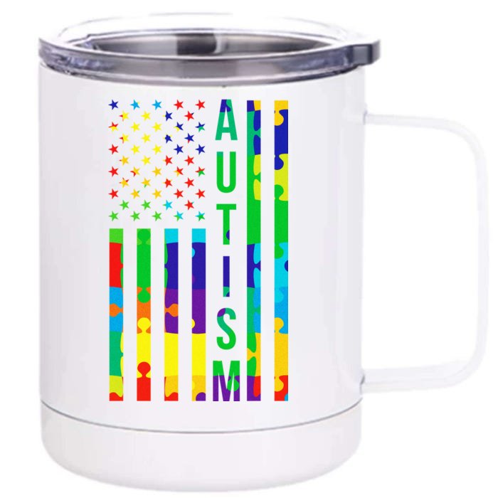 Colorful Autism Puzzle Flag Front & Back 12oz Stainless Steel Tumbler Cup