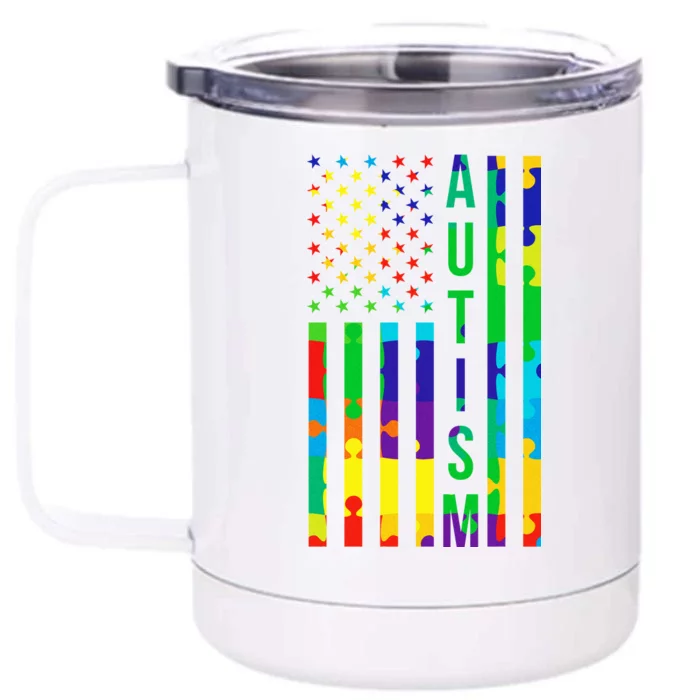 Colorful Autism Puzzle Flag Front & Back 12oz Stainless Steel Tumbler Cup