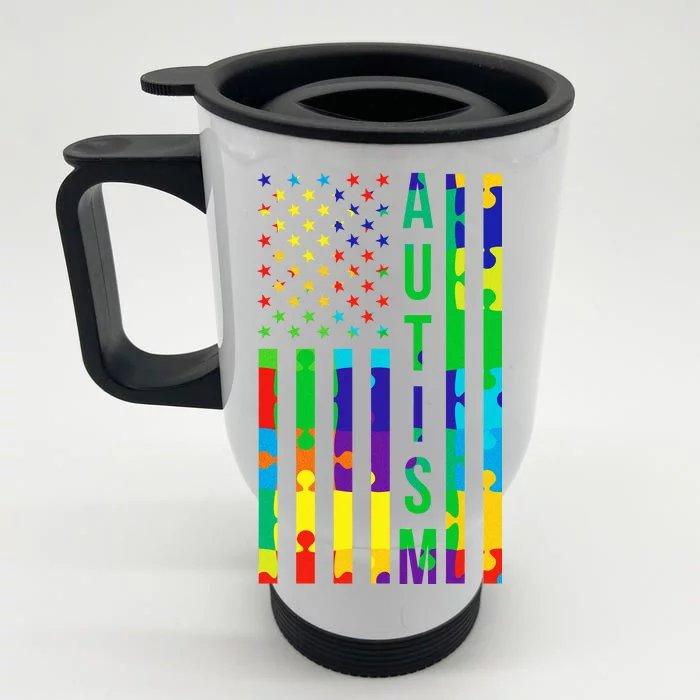 Colorful Autism Puzzle Flag Front & Back Stainless Steel Travel Mug