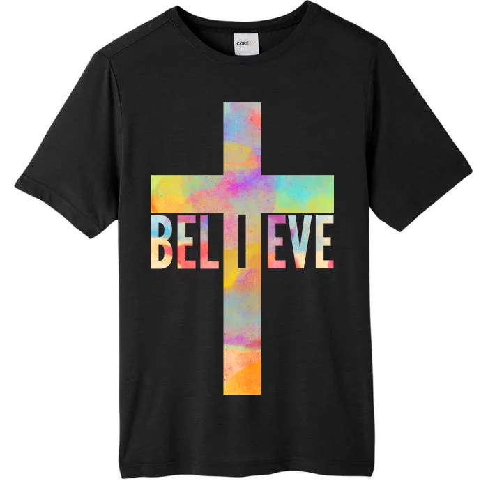 Colorful Believe Christian Cross ChromaSoft Performance T-Shirt