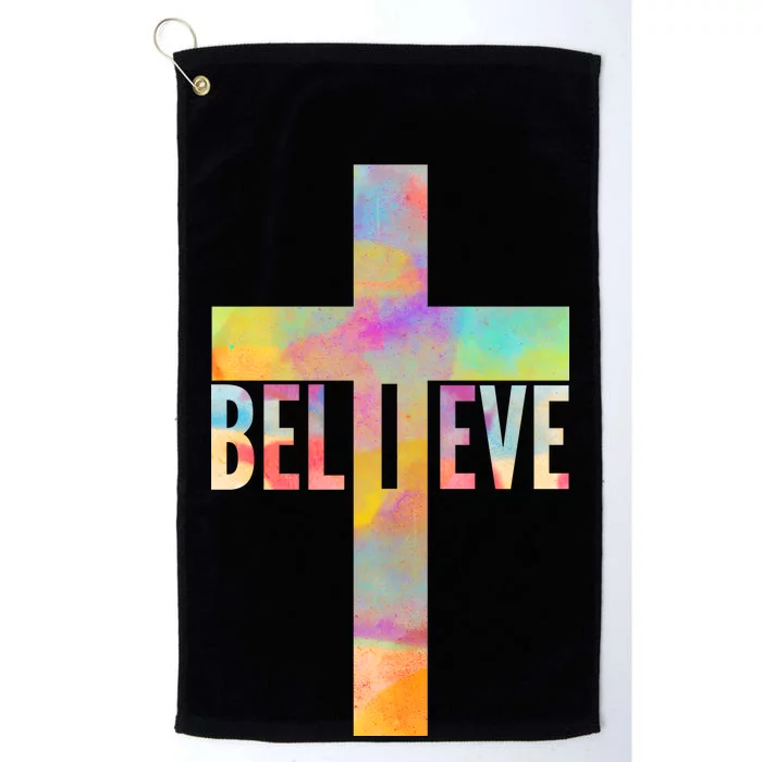 Colorful Believe Christian Cross Platinum Collection Golf Towel