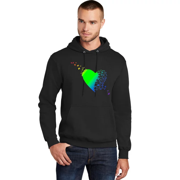 Colorful Bird Flocking Heart Rainbow Hoodie