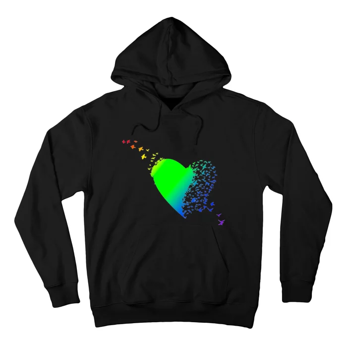 Colorful Bird Flocking Heart Rainbow Hoodie