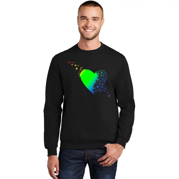 Colorful Bird Flocking Heart Rainbow Sweatshirt