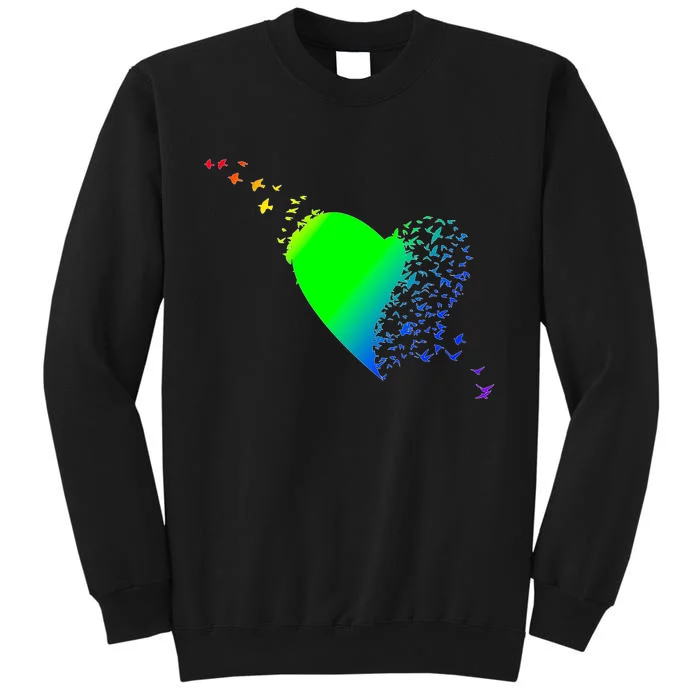 Colorful Bird Flocking Heart Rainbow Sweatshirt