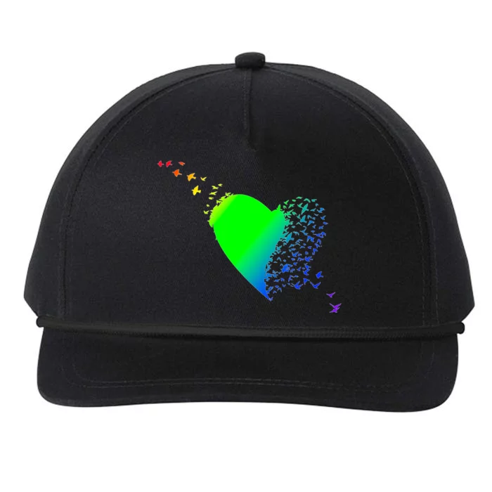 Colorful Bird Flocking Heart Rainbow Snapback Five-Panel Rope Hat