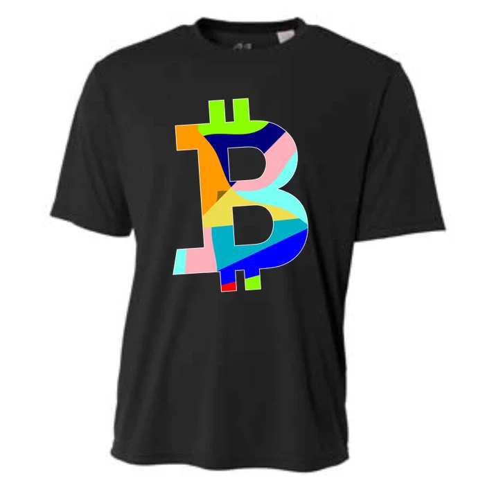 Colorful Bitcoin BTC Logo Crypto Currency Cooling Performance Crew T-Shirt