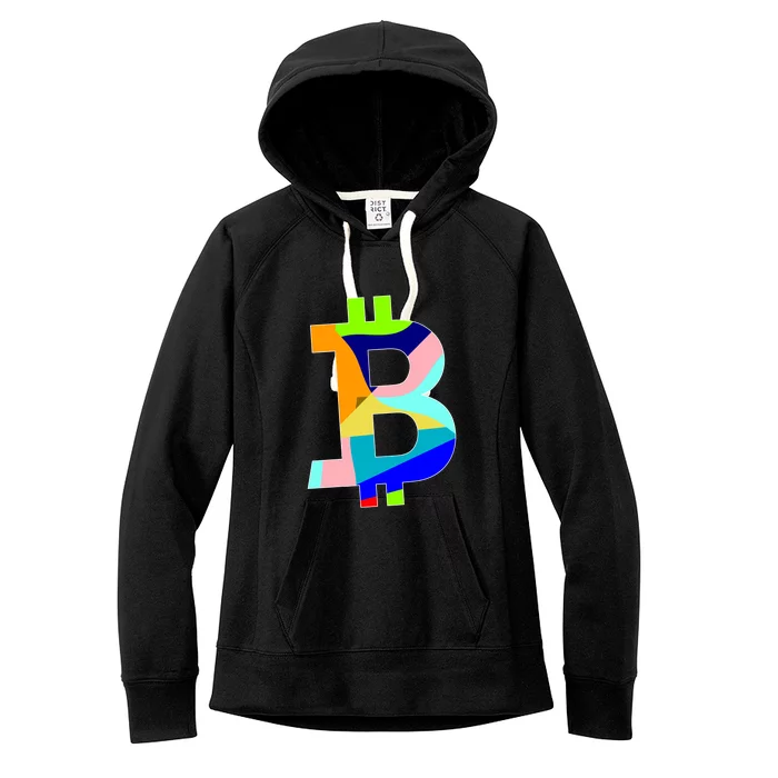 Colorful Bitcoin BTC Logo Crypto Currency Women's Fleece Hoodie