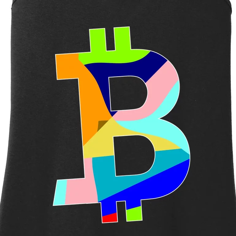 Colorful Bitcoin BTC Logo Crypto Currency Ladies Essential Tank