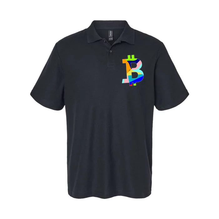 Colorful Bitcoin BTC Logo Crypto Currency Softstyle Adult Sport Polo