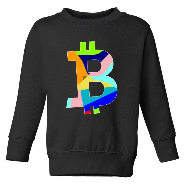 Colorful Bitcoin BTC Logo Crypto Currency Toddler Sweatshirt