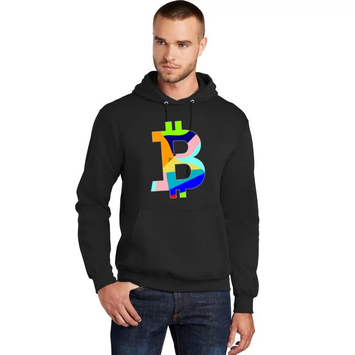 Colorful Bitcoin BTC Logo Crypto Currency Tall Hoodie