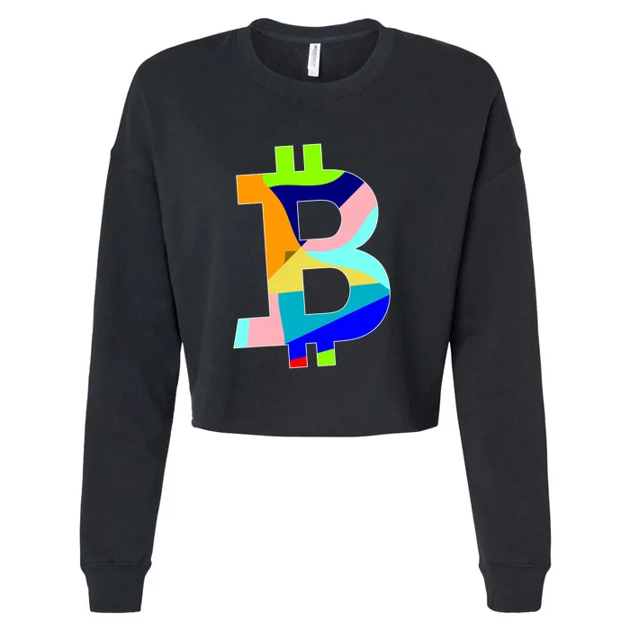 Colorful Bitcoin BTC Logo Crypto Currency Cropped Pullover Crew