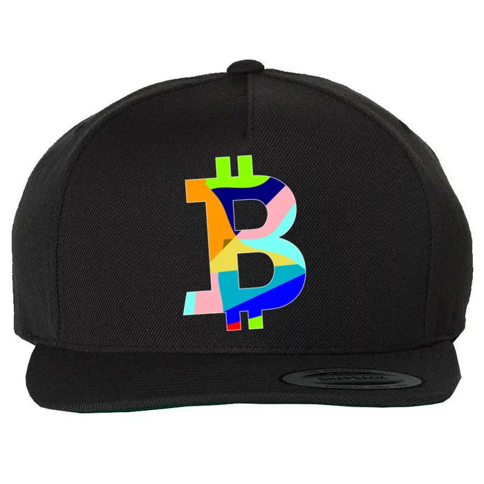 Colorful Bitcoin BTC Logo Crypto Currency Wool Snapback Cap