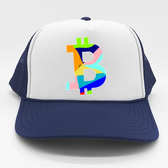 Colorful Bitcoin BTC Logo Crypto Currency Trucker Hat