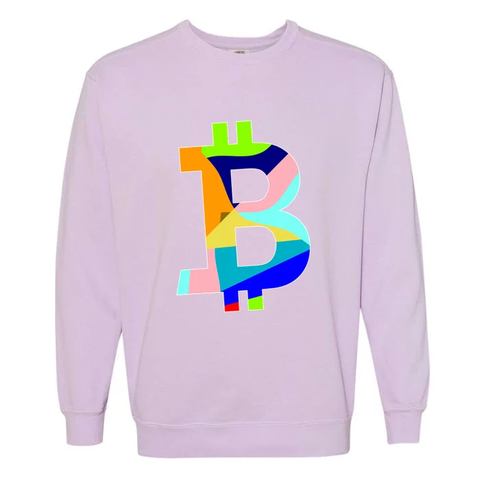 Colorful Bitcoin BTC Logo Crypto Currency Garment-Dyed Sweatshirt