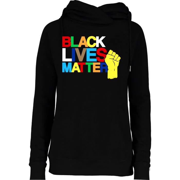 Colorful Black Lives Matter Fist African Style Womens Funnel Neck Pullover Hood