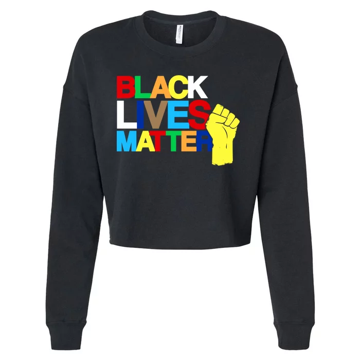 Colorful Black Lives Matter Fist African Style Cropped Pullover Crew