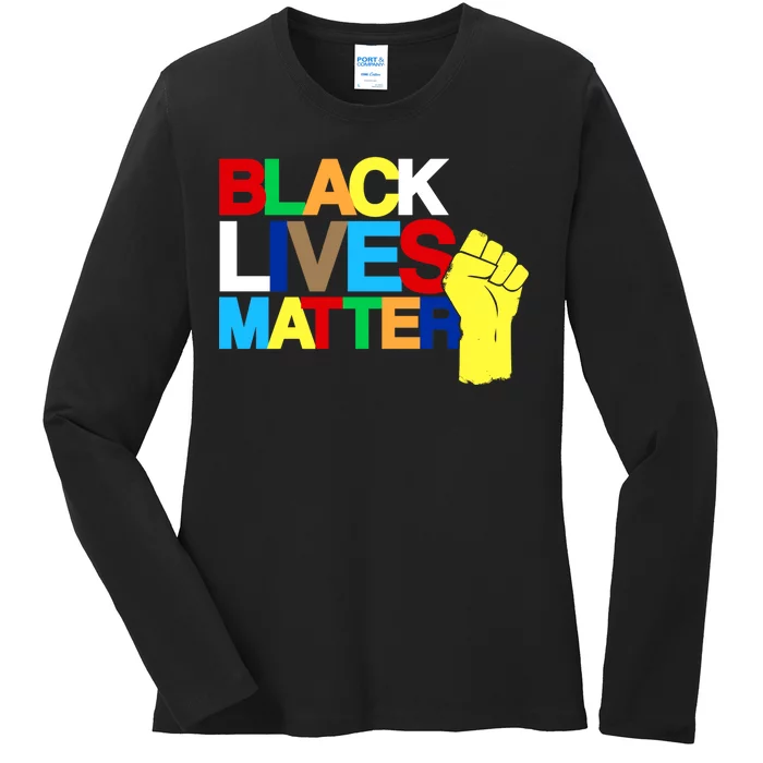 Colorful Black Lives Matter Fist African Style Ladies Long Sleeve Shirt