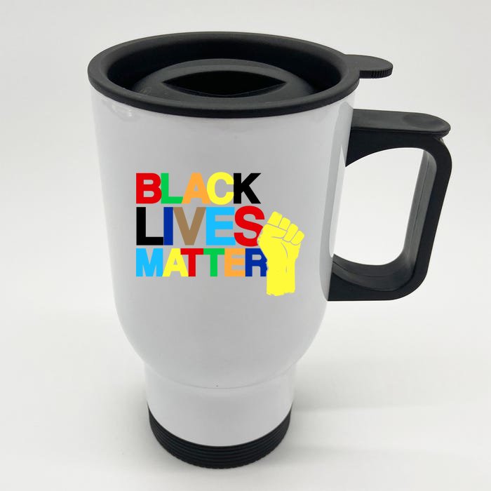 Colorful Black Lives Matter Fist African Style Front & Back Stainless Steel Travel Mug