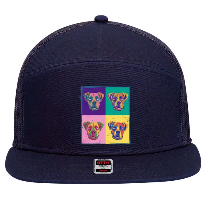 Colorful Boxer Dogs 7 Panel Mesh Trucker Snapback Hat