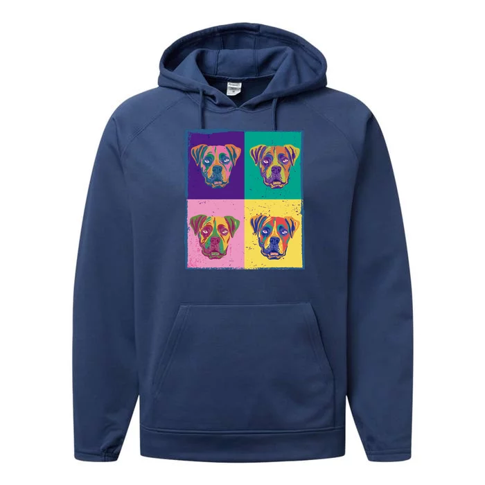 Colorful Boxer Dogs Performance Fleece Hoodie