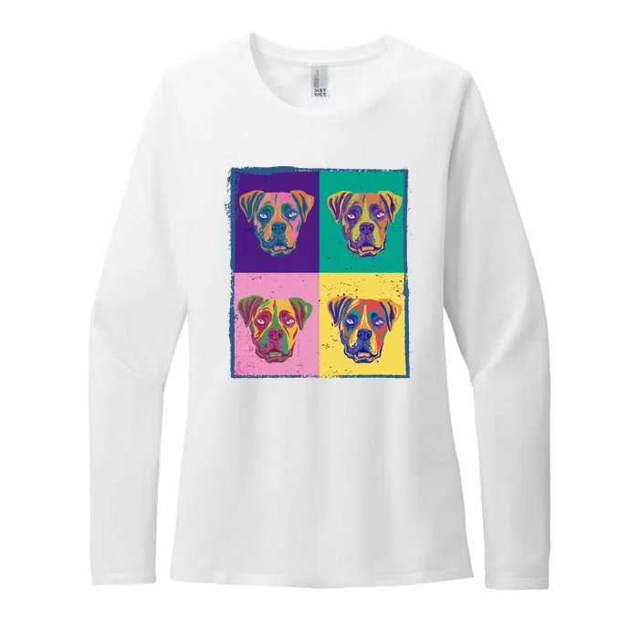 Colorful Boxer Dogs Womens CVC Long Sleeve Shirt