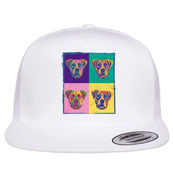 Colorful Boxer Dogs Flat Bill Trucker Hat