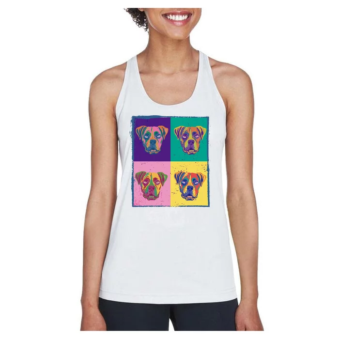 Colorful Boxer Dogs Women's Racerback Tank