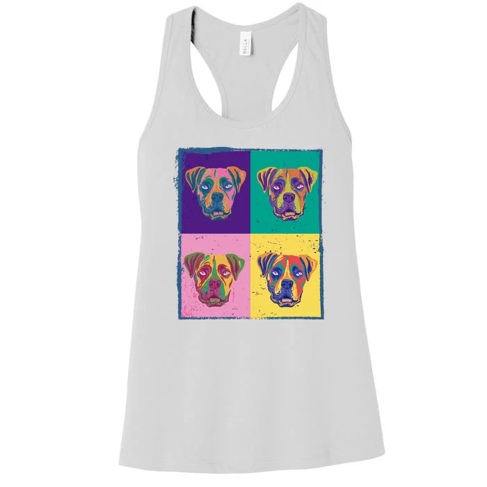 Colorful Boxer Dogs Women's Racerback Tank