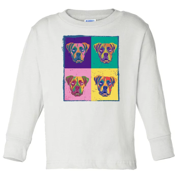 Colorful Boxer Dogs Toddler Long Sleeve Shirt