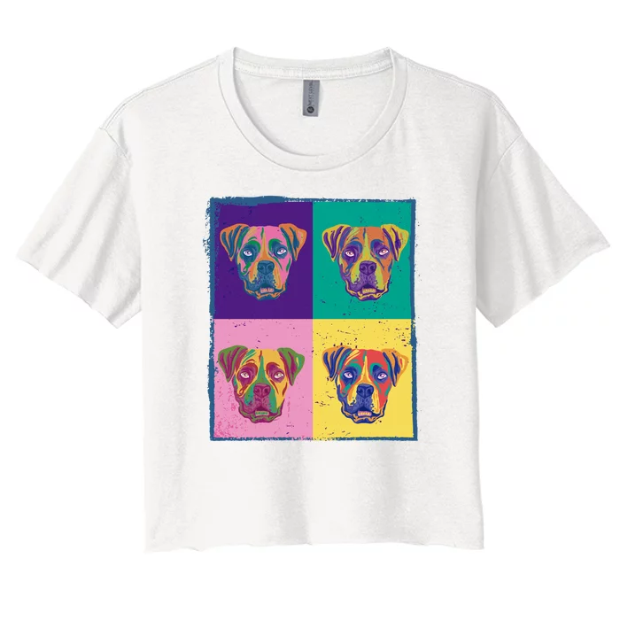 Colorful Boxer Dogs Women's Crop Top Tee