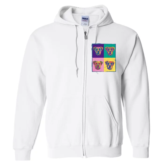 Colorful Boxer Dogs Full Zip Hoodie