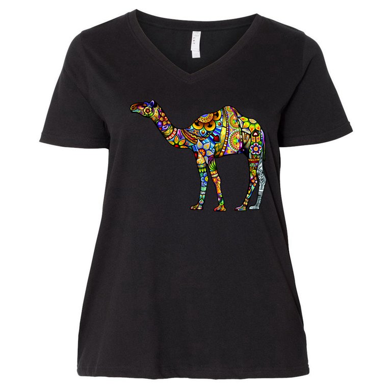 Colorful Camel Women's V-Neck Plus Size T-Shirt