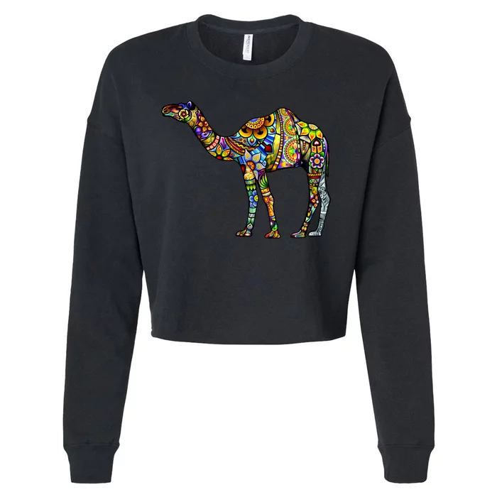 Colorful Camel Cropped Pullover Crew