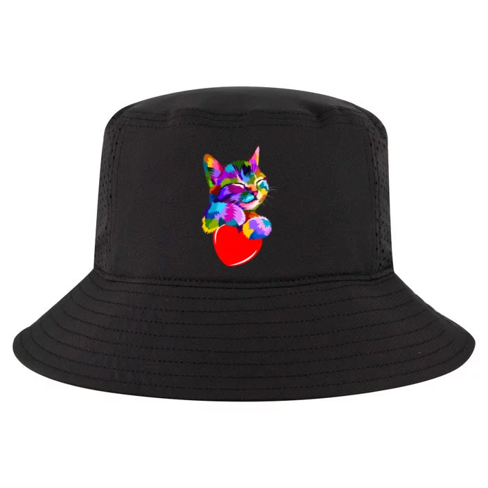 Colorful Cat Full Of Love Kitten Lovers Cool Comfort Performance Bucket Hat