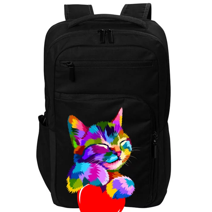 Colorful Cat Full Of Love Kitten Lovers Impact Tech Backpack