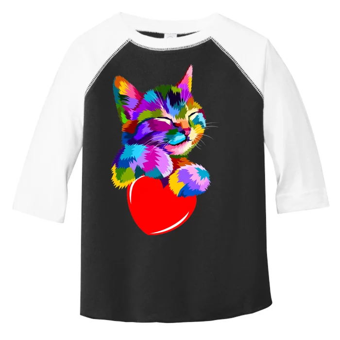 Colorful Cat Full Of Love Kitten Lovers Toddler Fine Jersey T-Shirt