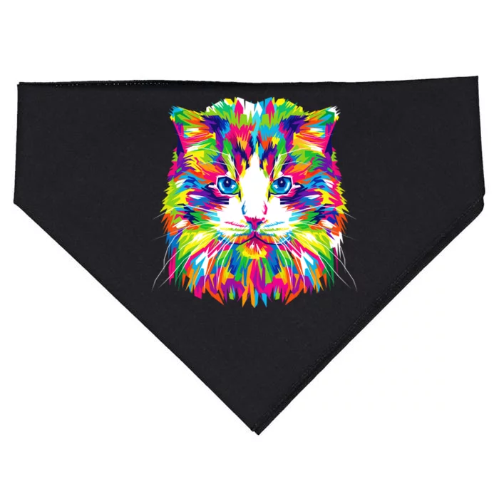 Colorful Cat Pattern USA-Made Doggie Bandana