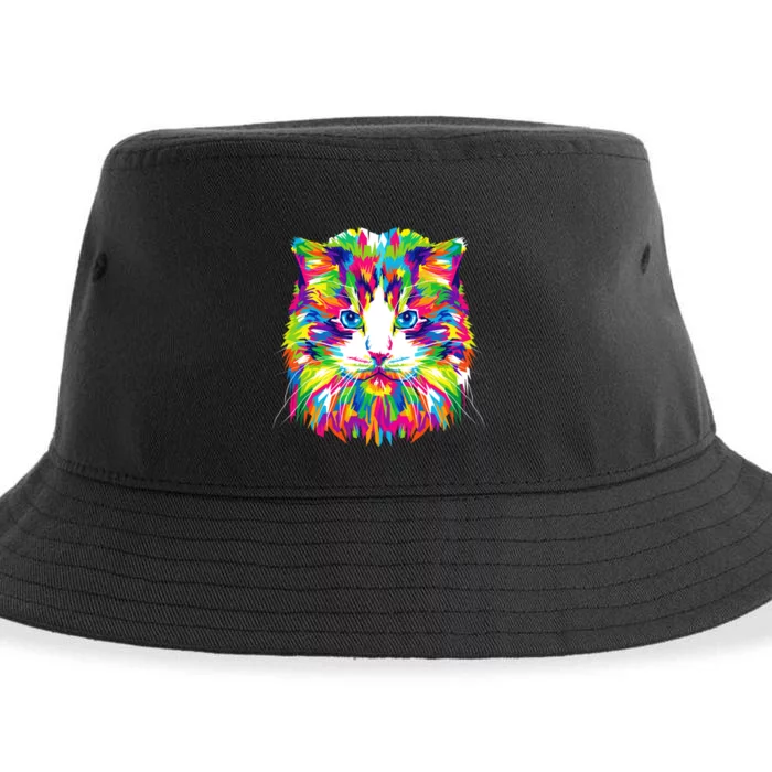 Colorful Cat Pattern Sustainable Bucket Hat