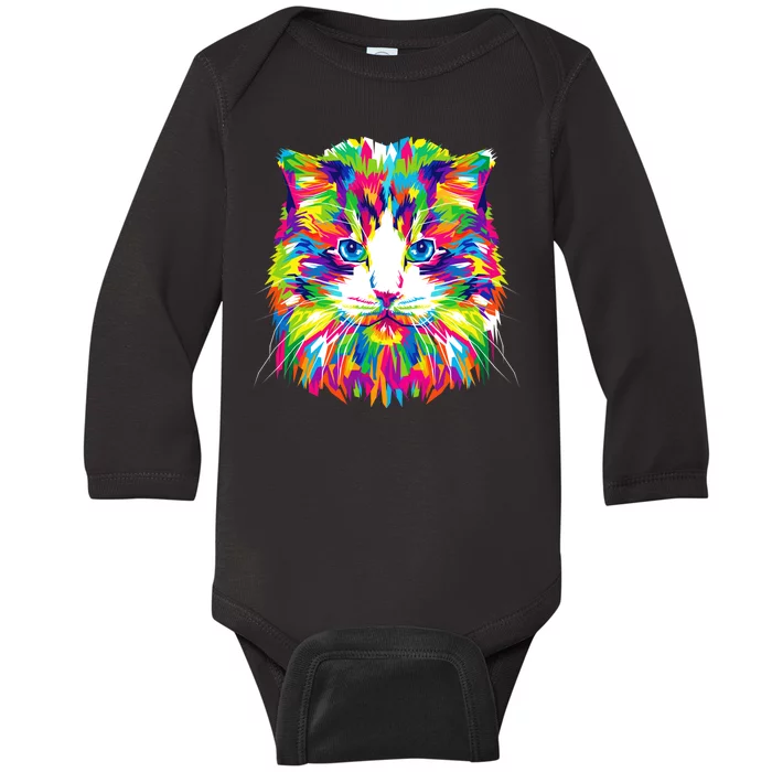 Colorful Cat Pattern Baby Long Sleeve Bodysuit