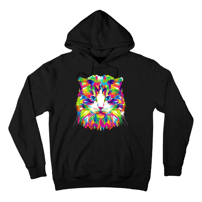 Colorful Cat Pattern Tall Hoodie