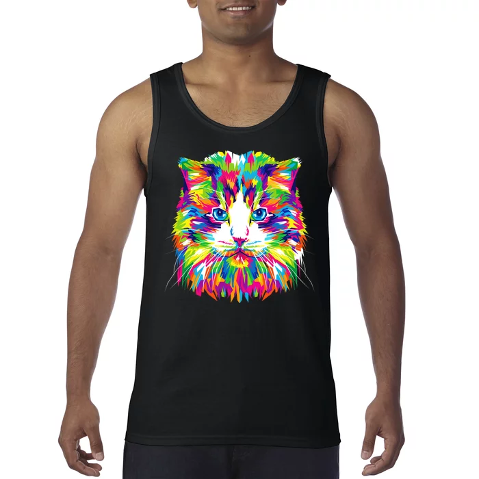 Colorful Cat Pattern Tank Top