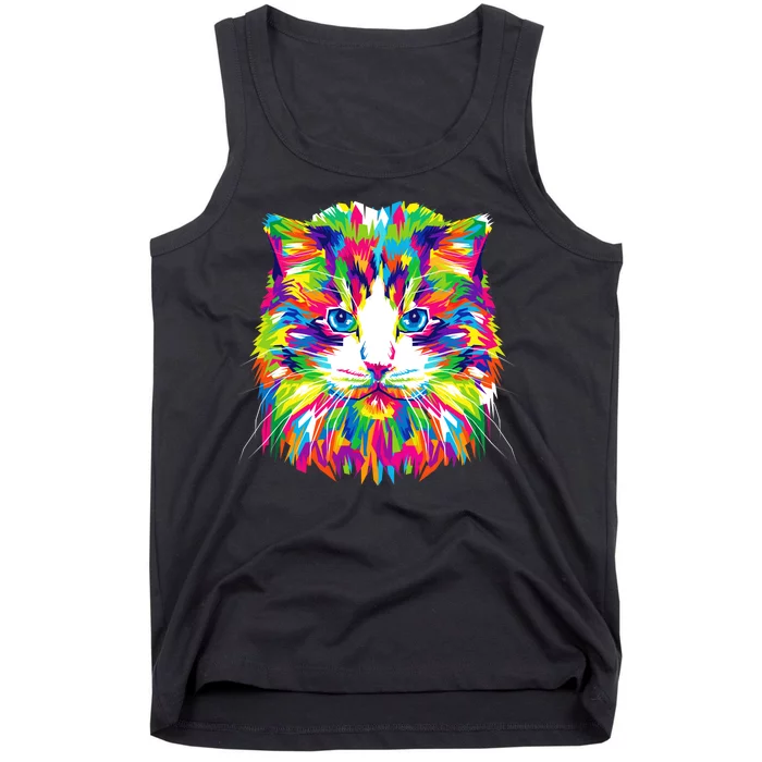 Colorful Cat Pattern Tank Top